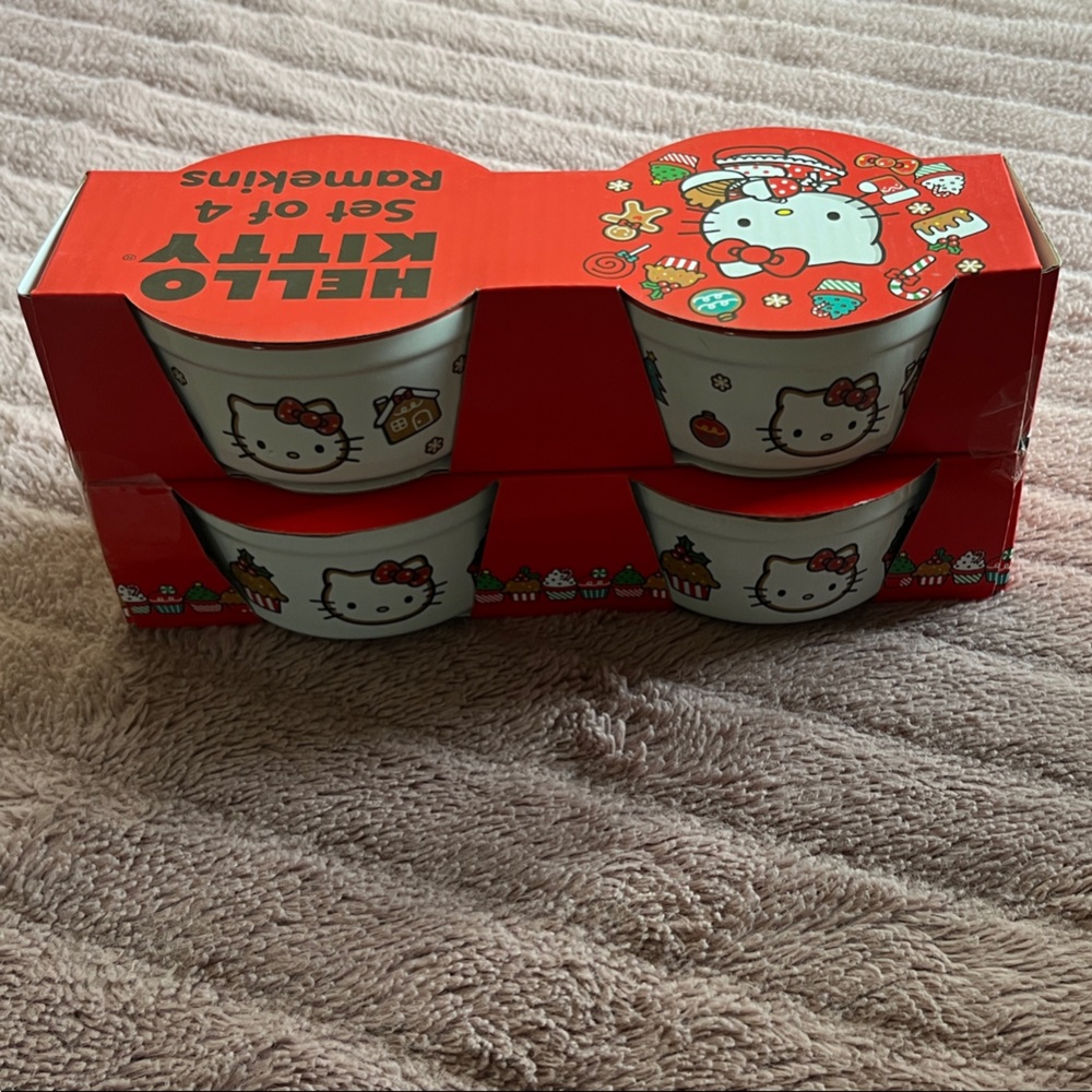 Hello Kitty Red and White Ceramic Ramekin Set of 4